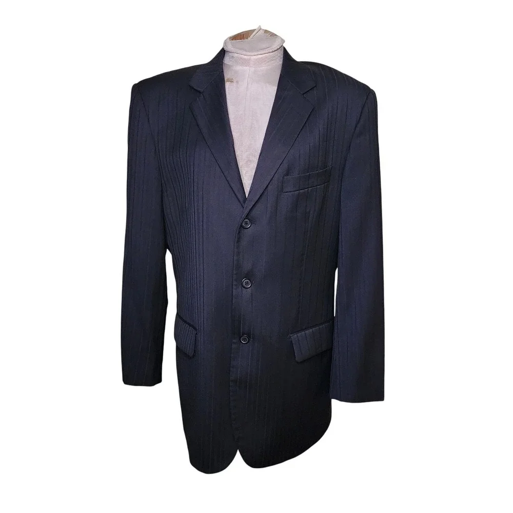 Tiglio Super 150's Wool Suit blazer 40R‎ 3 Button Black Jacket businessman